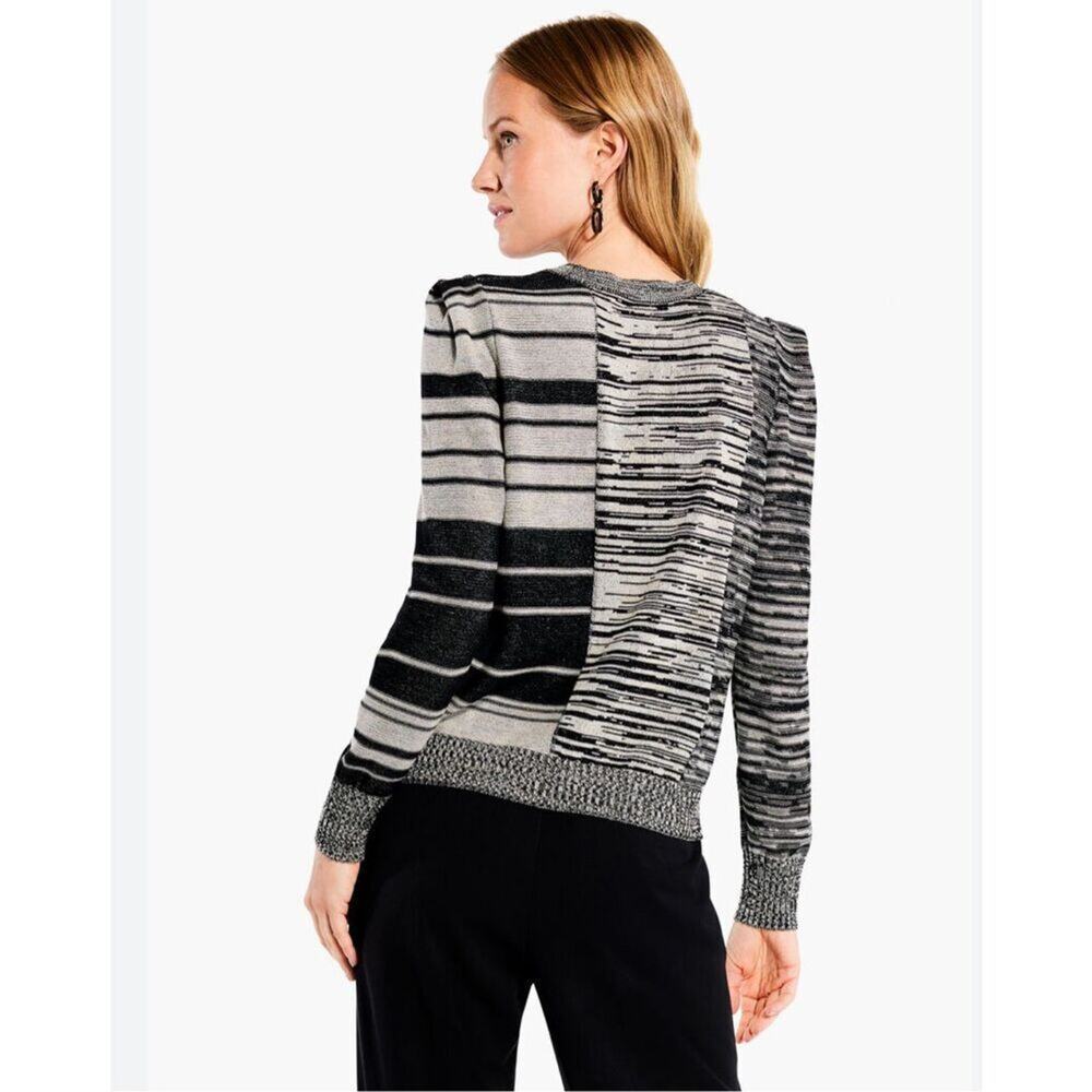 NWT Nic Zoe Womens Black Gray Mixed Musings Sweater Size Small